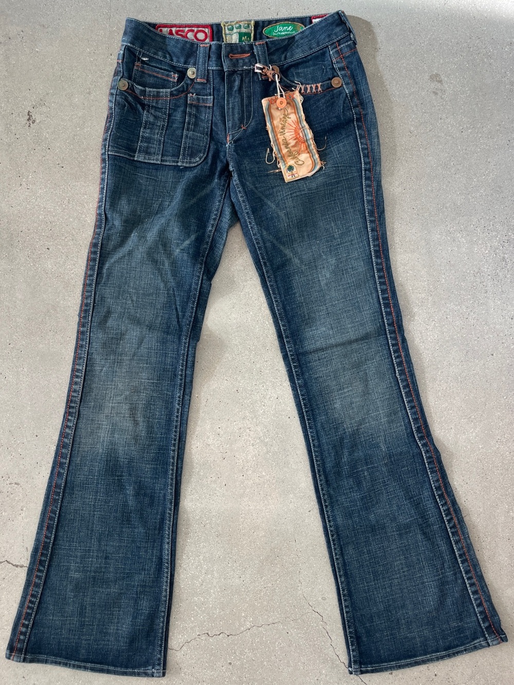 Super Cute Vintage 90s/Y2K Dark Blue Women's Bootcut Jeans — California Vintage